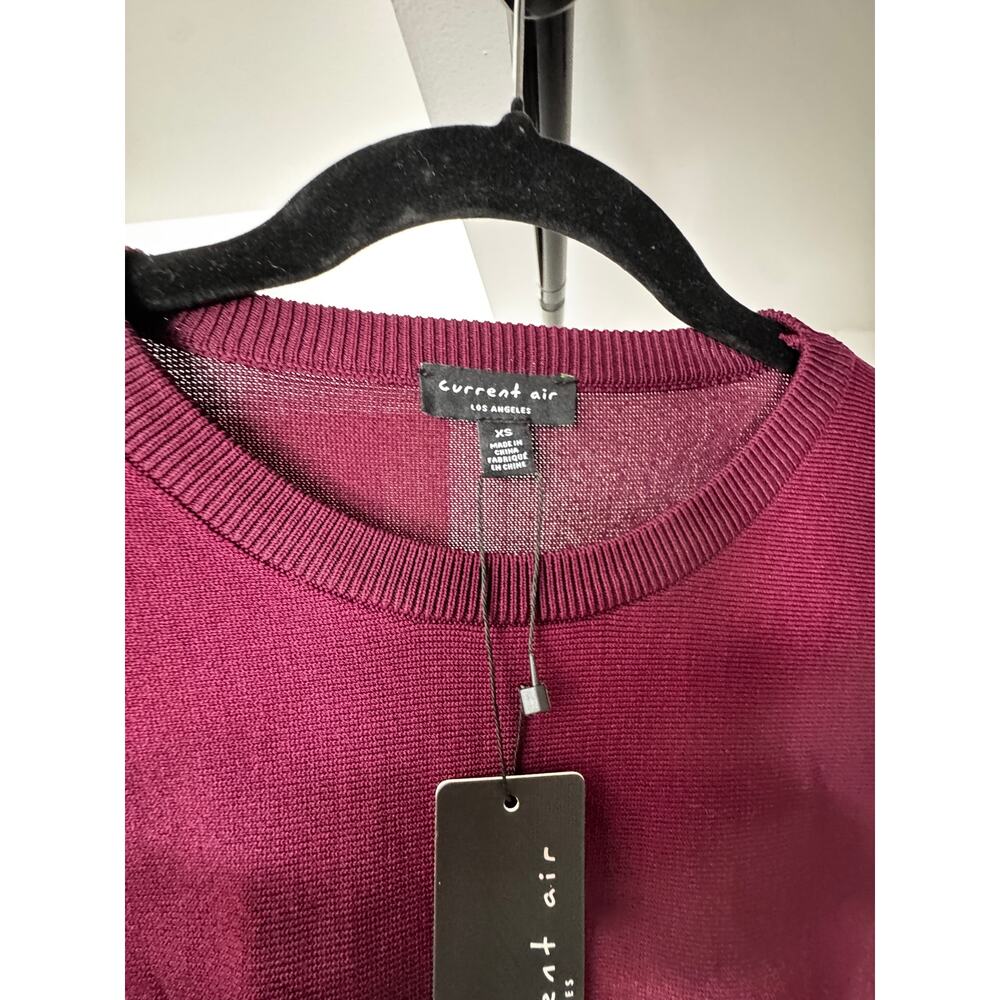 NWT Current Air Mixed Media Sweater Dress Boysenberry Purple Satin Maxi Midi - Picture 4 of 5